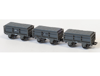 Peco GR-323 OO-9 2 Ton Slate Wagon Pack in Dark Grey - Festiniog Railway (Unbraked x2 Braked x1)