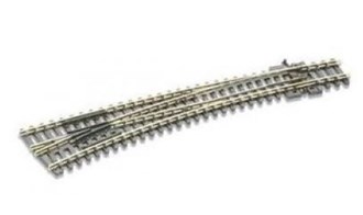 Peco SL-387 N Curved Turnout, Large Radius, Left Hand (Code80) Insulfrog
